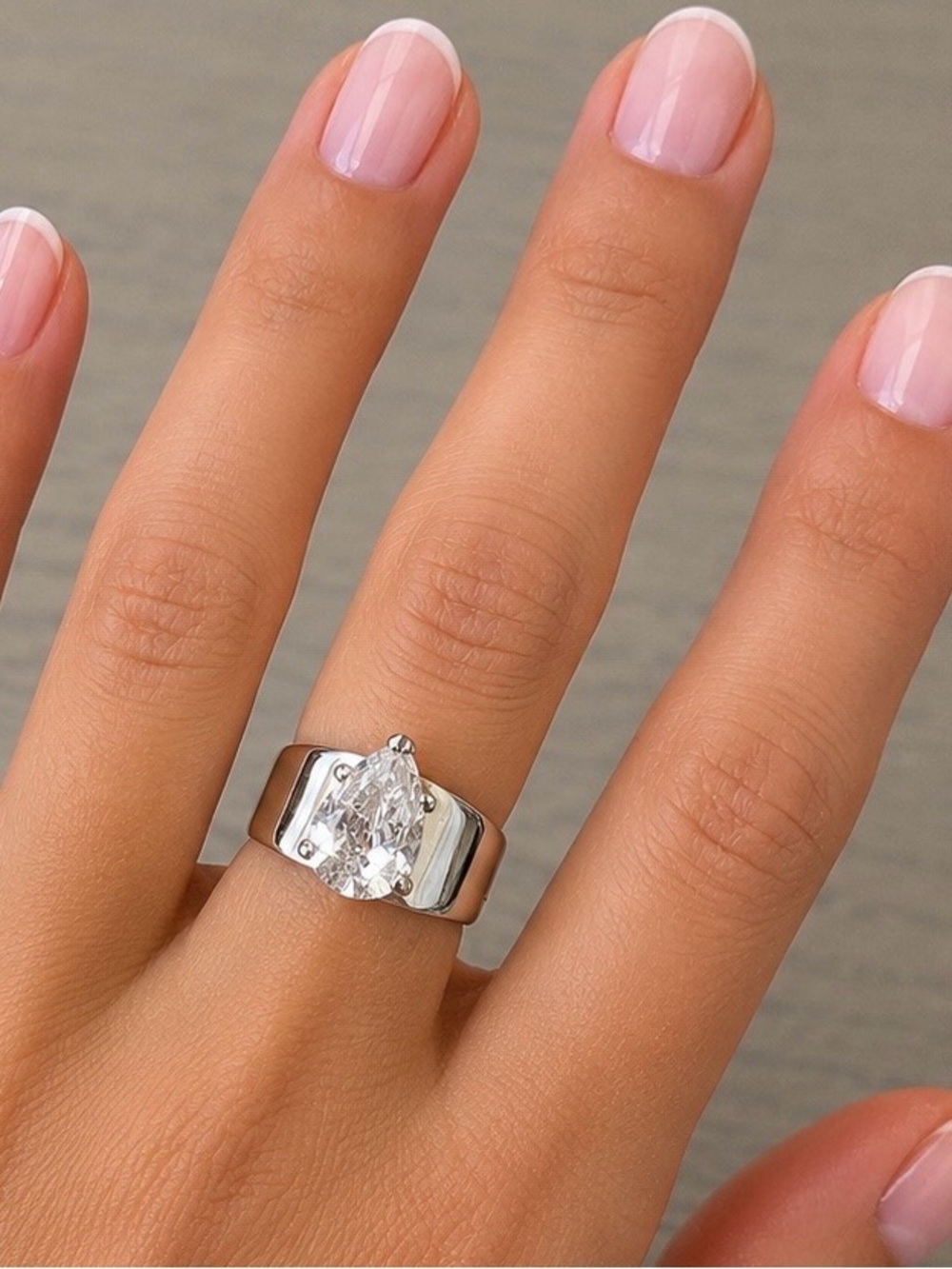 NEW Simulated Diamond Pear Ring